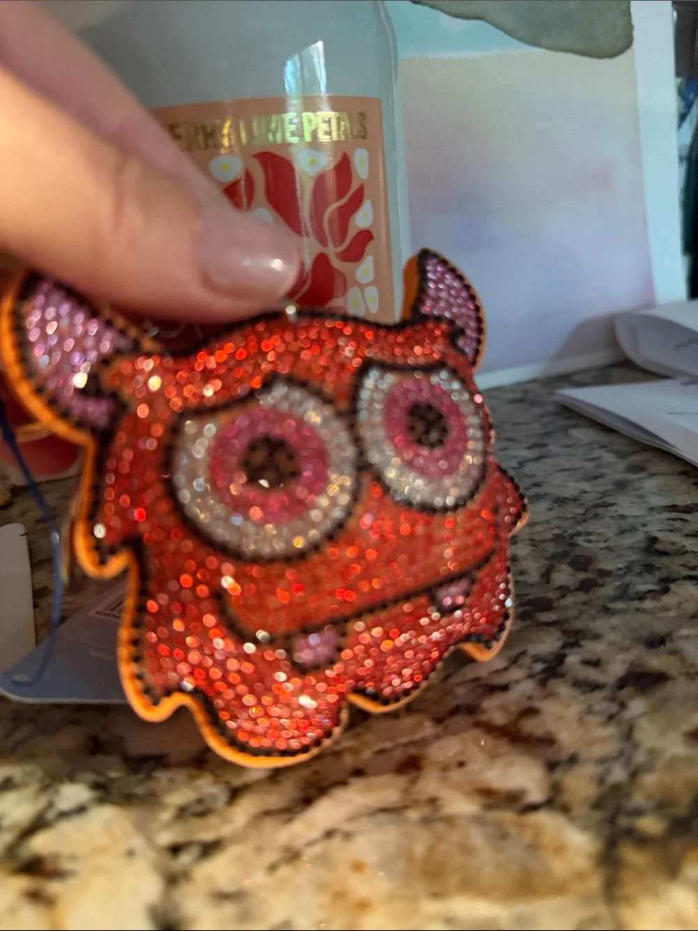 Sparkly Red Monster Keychain Bag Charm - Kids Accessory